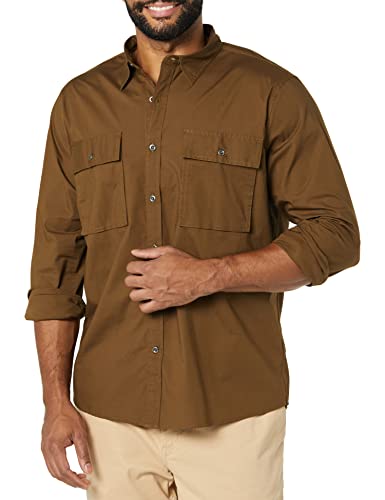 Camisa utilitaria manga larga para hombre en corte estándar con dos bolsillos de parche