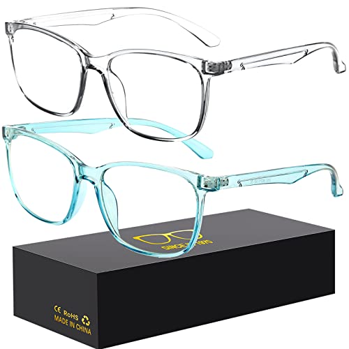 Image of Oilway Blue-Light Blocking Glasses Computer Reading /Gaming /TV /Phones Glasses Fashion Anti Eyestrain Glasses for Women Men(C4 Transparent + Blue)