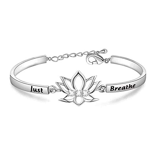 WUSUANED Breathe Lotus Flower Bracelet Yoga Spiritual Symbol Jewelry Gift For Women