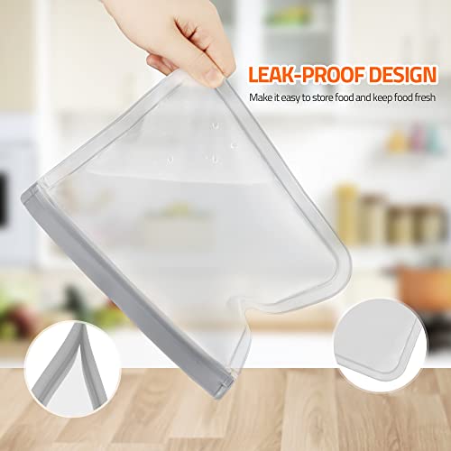Reusable Food Storage Bags,10Pack BPA Free Flat Freezer Bags, Leakproof Reusable Freezer Silicone Bags (3 Gallon 4 Sandwich Bags 3 Snack Bags), Resealable Lunch Bag for Meat Fruit Veggies - Thumbnail 3