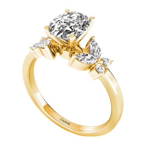 Personalized Moissanite Butterfly Engagement Ring 10K/14K/18K Solid Gold/Sterling Silver Butterfly Ring Customized Name Engagement Wedding Promise Jewelry Gift for Women Couple Lover