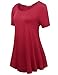 JollieLovin Women Plus Size Short Sleeve Summer Long Tunic Tops Loose Fit T-Shirt to Wear with Leggings(3X,Wine Red)