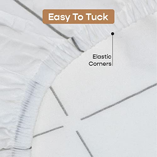 Image of SleepyCat 200TC Percale Fitted Sheets with 1 Pillowcase | 100% Breathable Cotton Bedsheet | Cool & Crsip Feel | 360 Elastic Grip for Easy Tuck|Overboard Checks, Double Size, 72x48 Inch