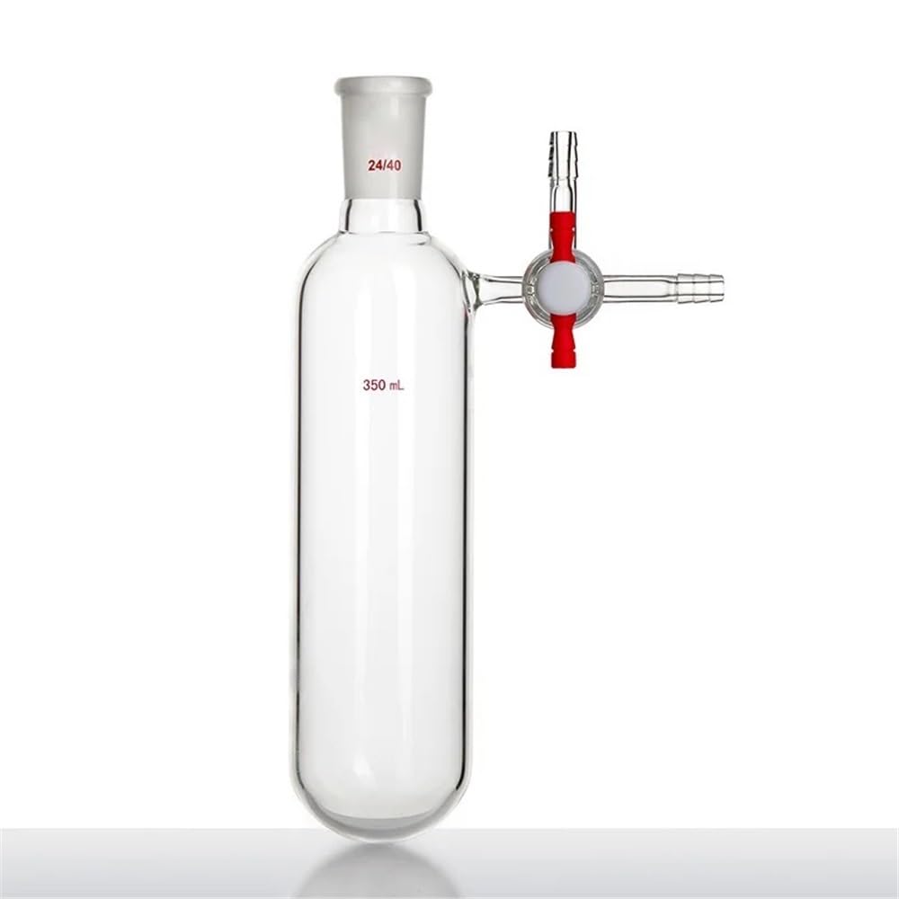 Cristalería de Laboratorio Tubo de reacción con abertura de 2 mm, matraz de PTFE con válvula de tres vías, vidrio de borosilicato F82(350mL-F824350S)