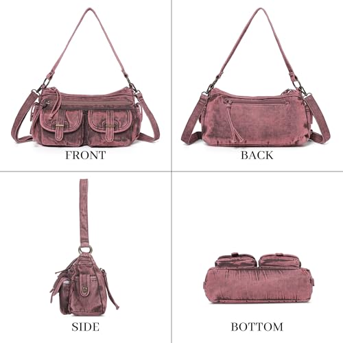Image of Angel Kiss Hobo Purses for Women Crossbody Shoulder Bag Ladies Multi Pocket Handbags with Adjustable Shoulder Strap | Soft Vegan Leather