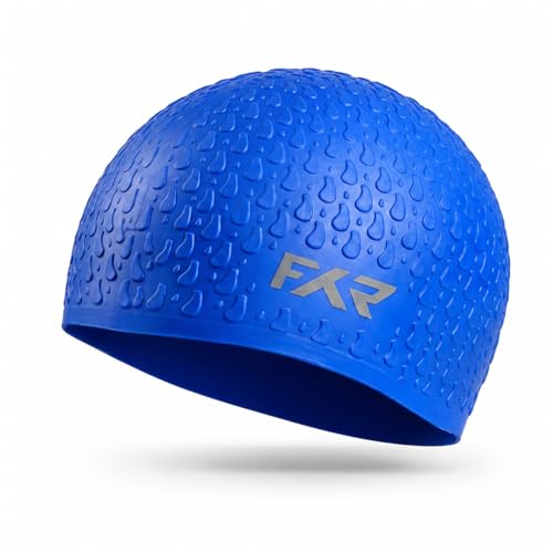 Image of Swimming Cap for Men, Women & Kids 6-14 Boys Girls |100% Silicone Swim Cap for Long Hair| Indian Head Size Cap Comfort (Oceanic Blue, Embossed)
