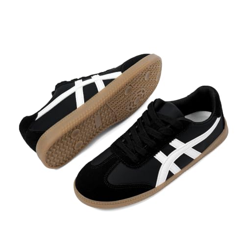 Image of Tigeridea Casual Sneakers for Women Lightweight Lace Up Tennis Shoes | Non-slip Lace Up Fashion Sneaker, Round Toe Retro Walking Shoes, 2026 Trendy Comfortable Trainers