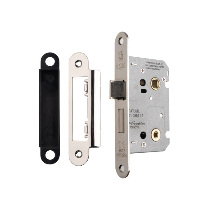 Kooples Hardware Easi-T Residential Bathroom Lock Range – Mortice Bathroom Door Lock Case for Thumbturn and Release (Nickel Plate, 64mm)