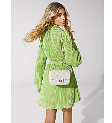 Ll Loppop Split Leather Crossbody Bags For Women,Trendy Quilted Purse,Small Shoulder Bag With Adjustable Chain Strap 203802A #TOP2