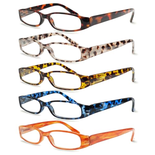 Kerecsen Reading Glasses 5 Pairs Ladies Fashion Spring Hinge Readers for Women (5 Mix Color-2