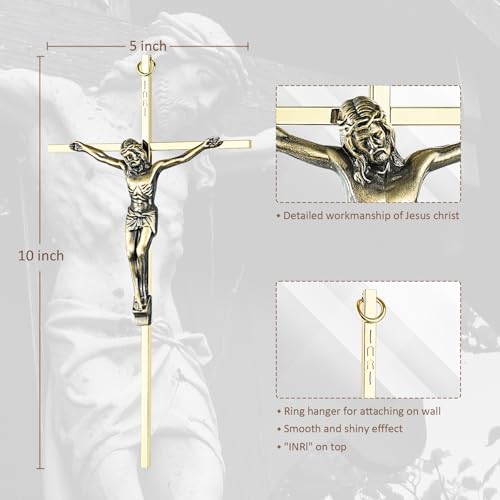 ACHIBANG 2-Pack Crucifix Wall Cross – Gold & Silver Catholic Crosses for Wall, 10" Jesus Wall Crucifix for Home or Door Blessing by ACHIBANG - Used condition - Image 2
