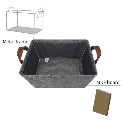 GRANNY SAYS Closet Storage Baskets, Collapsible Fabric Storage Bins with Metal Frame, Clothes Organizer Bins, Large Baskets for Shelves, Gray, 4-Pack - Image 5