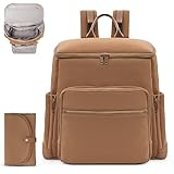 ILCOLPO Neoprene Diaper Bag Backpack with Changing Pad,Stylish Travel Maternity Baby Bag,Insulated Pockets,Baby Shower Gifts for Boys & Girls, Brown