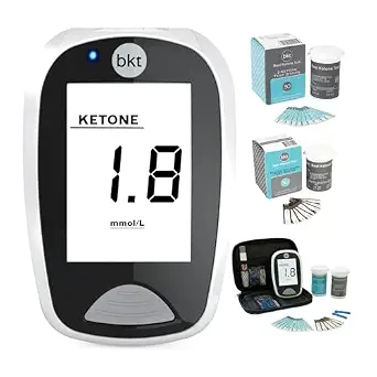 Blood Glucose & Ketone Meter Complete Kit with Test Strips, Lancets, and App