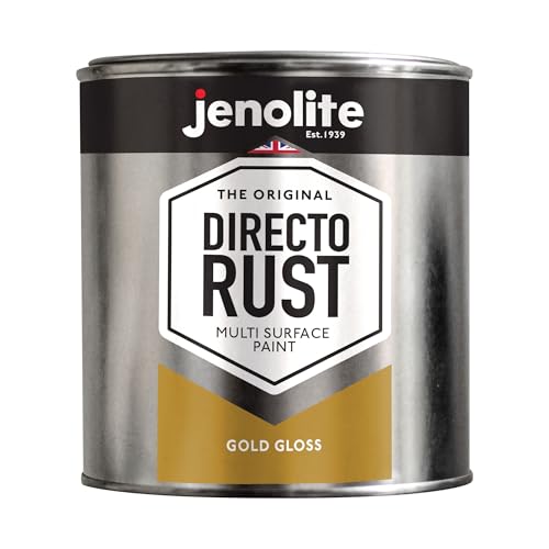 JENOLITE Directorust Gold Paint - Apply Direct to Rust - Primer, Undercoat and Topcoat - Gloss - 1 Litre