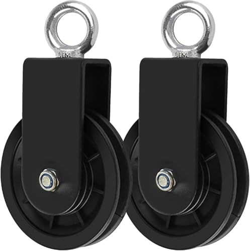 Lot de 2 poulies avec support en U, poulie de fitness, poulie de câble de fitness, câble à 360 °, pour accessoires de balançoire