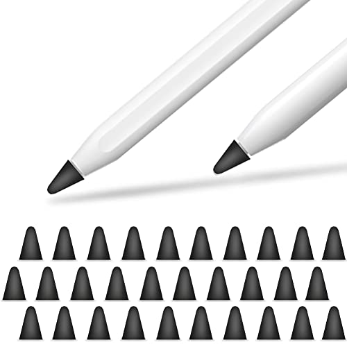 YINVA Cover Compatible with Apple Pencil Tips Silicone Nib Cap Accessories for Apple Pencil 1st and 2nd Generation(30 PCS,Black)