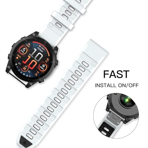 Image of OVERSTEP Compatible with Fenix 8 51mm Watch Bands, 26mm Soft Siliocne Strap for Garmin Fenix 5X /Fenix 5X Plus /Fenix 6X /Fenix 6X Pro /Fenix 7X /Fenix 7X Pro Smartwatch