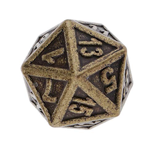 HomeDecTime Dés Polyédriques en Métal à 20 Faces - Dés de Jeu de Rôle pour RPG, D&D Ou Enseignement des Mathématiques, 2,2 Cm/0,86 Pouce - cuivre Cover