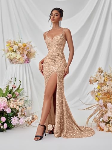 Elegant Formal Dress for Women Evening Party Sequin Tulle Ladies Bodycon Floor Length Gown Dress Female Outfits3