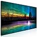 Produktbild decomonkey Bilder Polarlicht 150x50 cm 1 Teilig Leinwandbilder Bild auf Leinwand Wandbild Kunstdruck Wanddeko Wand Wohnzimmer Wanddekoration Deko Landschaft Himmel Natur Baum bunt