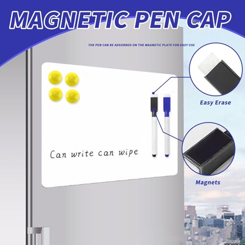 A5 Whiteboard Folie Magnetisch, Magnettafel Kühlschrank Abwischbare DIY Magnetisches Whiteboard Terminplaner Wiederverwendbar Mit 2 Marker 1 Radiergummi 4 Magnete für Notiztafel Meeting (set C)