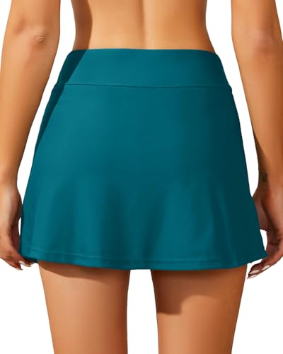 Image of Women Swim Skirt Tummy Control Swimsuit Skirt with Built-in Shorts High Waisted Split Swim Bottom (Available in Plus)