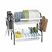 Fexplendid Egouttoir à Vaisselle, Rangement Vaisselle et Assiette avec Porte-ustensiles, Acier et INOX, étagère de Rangement et d'Organisation pour Cuisine, avec Plateau d'Égouttage, 2-Couche