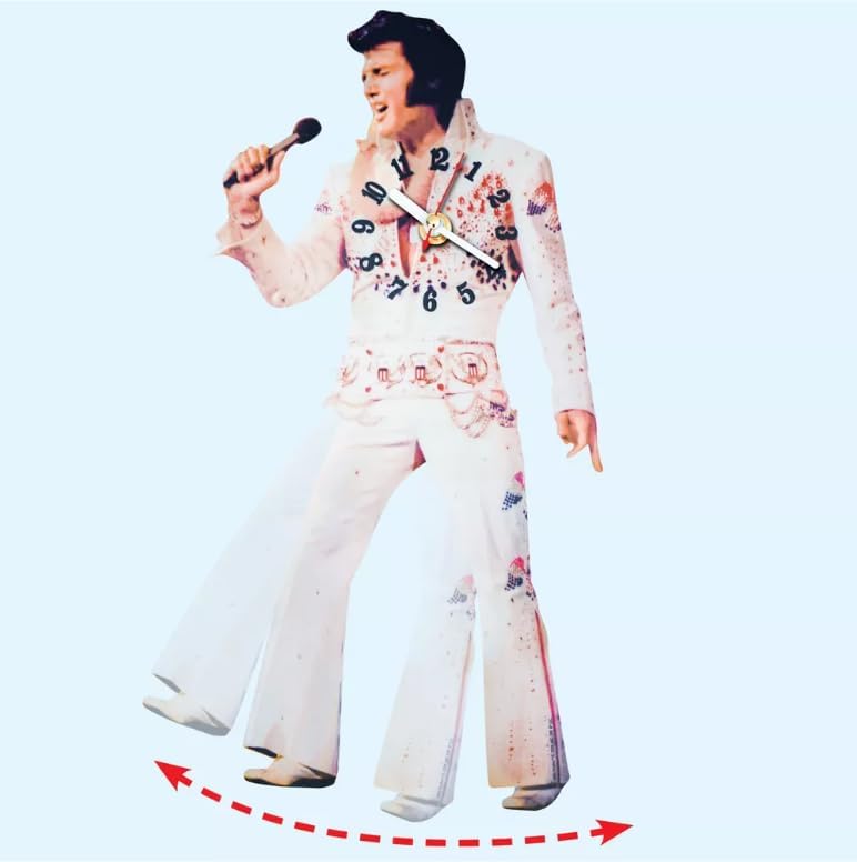Midsouth Products Elvis Presley Swinging Legs Clock - Iconic White Jumpsuit Design - 15" Tall Licensed Collectible for Elvis Fans - Image 3