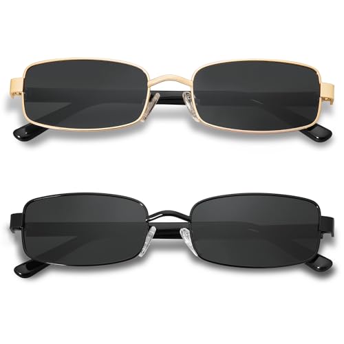 Image of VANLINKER Retro Rectangle Polarized Sunglasses for Women Men Small 90s Vintage Trendy Slim Narrow Rectangular Frame VL9684