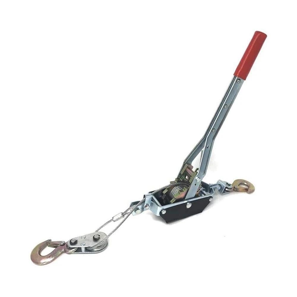 Kovalmax Handseilzug Hebelzug 4 Tonnen mit Doppelhaken aus Messing Stahlseil 100cm Ø6mm Sicherheitssperre Tragkraft 4000kg