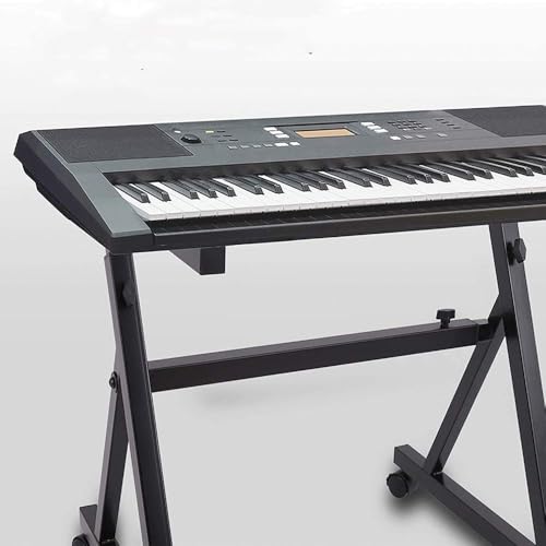 Image of Pyle Universal Electronic Black Heavy-Duty Z Style Keyboard Organ Holder Rack Portable Piano Stand W /Adjustable Height and Width, Locking Wheels (PKST48.5)