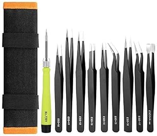 Umiten 10PCS ESD Tweezers Kit,Precision Anti-Static Tweezers Set Non-Magnetic Multi-Standard Stainless Steel Tweezers Perfect for Lab Electronics,Jewelry,Beauty and Detailed Work