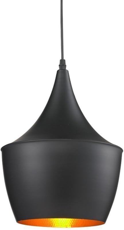 Unimall Modern Industrial Pendant Light Unique Design Matting Black Metal Lampshade Retro Hanging Lighting E27 Base for Living Room Bar Dinning Room