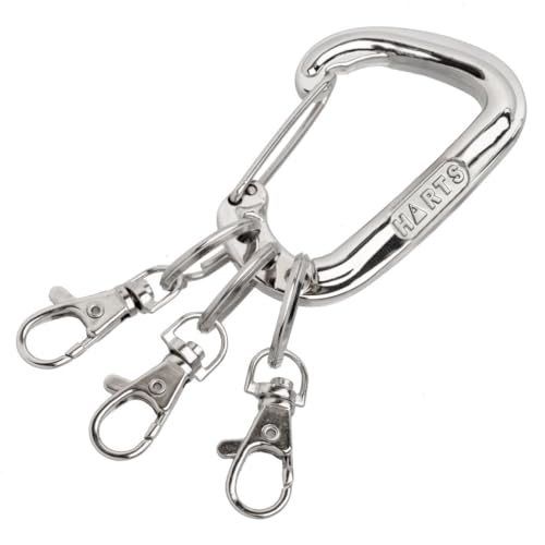 Mousqueton aluminium robuste 80mm Harts avec crochet ressort acier et anneaux