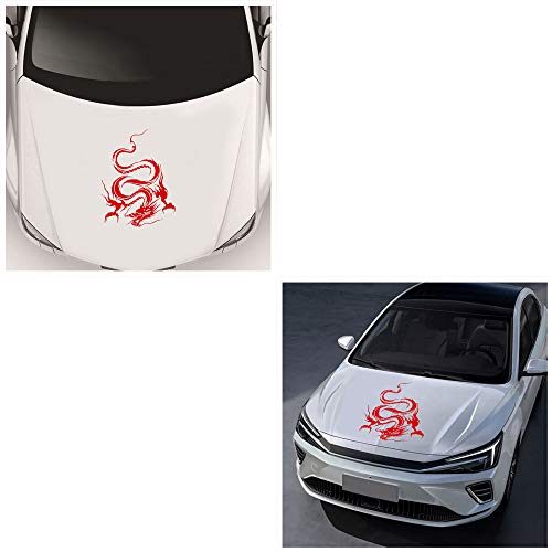 Dragon Graphic Car Hood Sticker Self-Adhesive Vinyl Graphics Decals 19.69'' X 14.57'', Red #TOP5