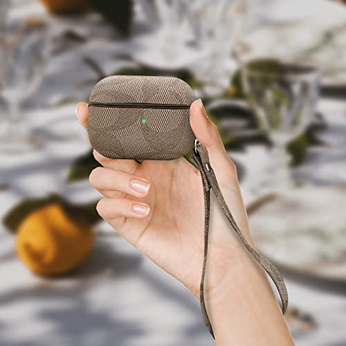 Molova Case For Airpods Pro,Luxury Stylish Pu Ultra Slim & Thin Soft Tpu Anti-Slip Scratch Resistant Drop Proof Full Cover Case With Keychain And Lanyard,B-Brown #TOP7