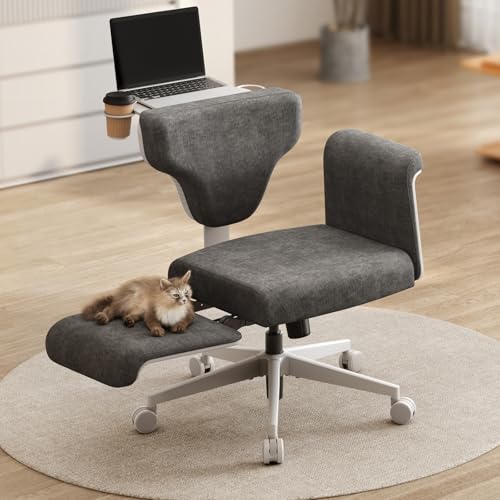 Newtral Criss Cross Chair with Wheels & Armrests​​, Ultimate Cross Legged Office Chair with Hidden Tray, Multi-Position Recliner Vanity, Ideal for Home Office, Bedroom (Criss Cross Chair, Da