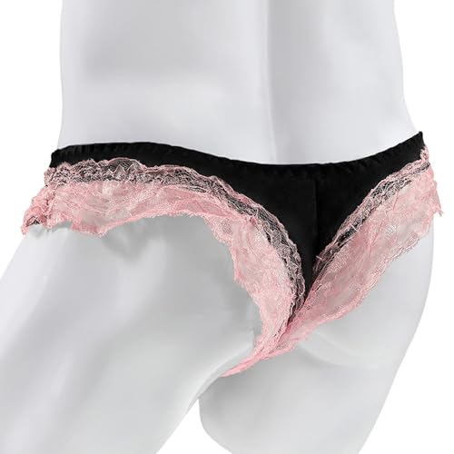 Men's Sheer Lace Thong Breathable Material Unique Pattern Intricate Lace Details, Daily & Night Wear.3