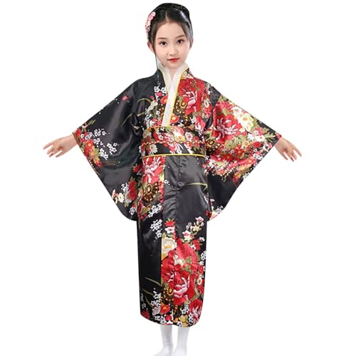 Kimono enfants yukata en satin doux avec manches longues confortables
