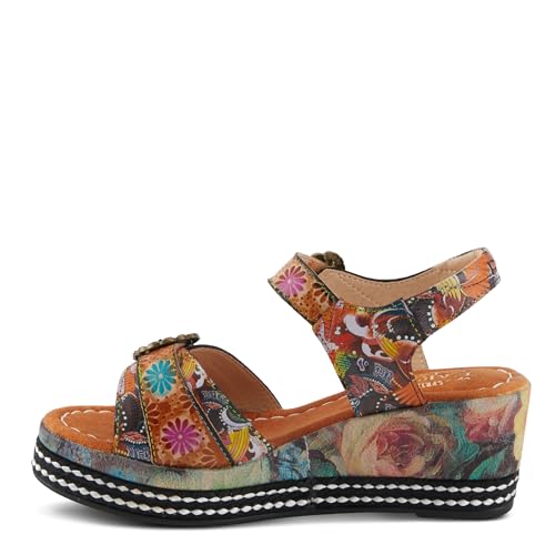 Spring Step L'Artiste Women's FLAVOUR Fashion Wrapped Wedged Sandals | Hand-Painted Leather Accents, Hook and Loop Closure3