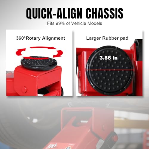 Image of Heavy Duty Hydraulic Car Floor Jack with Quick Lift Pump for All Terrain Vehicles, 3 Ton Capacity, Red