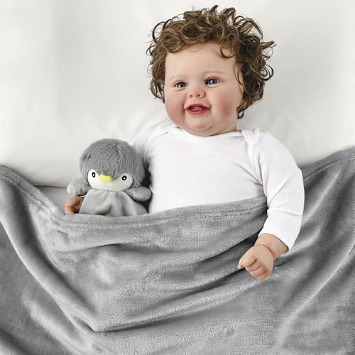 Image of CREVENT Cozy Plush Baby Security Blanket, Loveys for Baby Girls and Boys, Birthday (Zebra + Penguin)