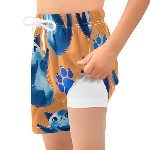 Bolaz Toddler Boys Swimwear Swim Trunks with Compression Liner 4T Kitten Orange2
