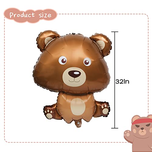 6Pcs 32 Inch Bear Balloons Cute Brown Bear Shaped Animal Theme Balloons Bear Baby Shower Decorations Supplies For Kids Christmas Balloons, Holiday Gift, Party Decor #TOP1