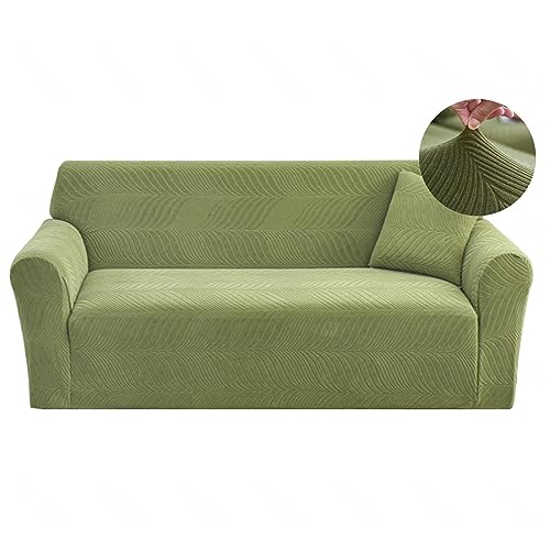 LJQAIZYL Funda de Sofa Impermeable Funda Sofá Chaise Longue de Forma L Ajustable 1/2/3/4 plazas Jacquard Cheslong Funda para Sofa Funda Cubre Sofá Chaise Longue Brazo Derecho/Izquierdo,Green1-2seats