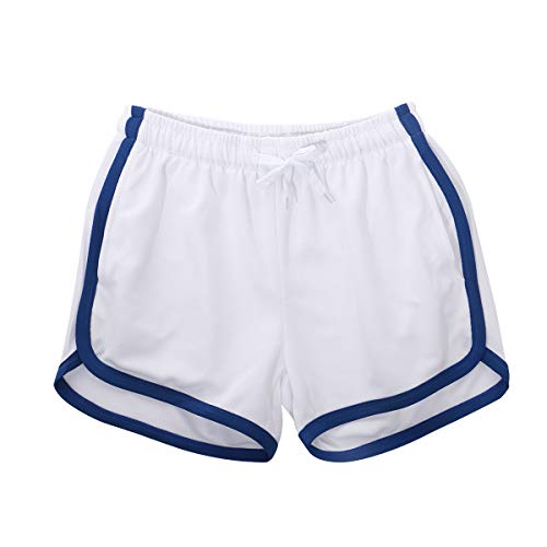 Muineobuka Men's 3 Inch Mesh Workout Shorts Athletic Running Gym Shorts Retro Fast Dry Side Stripes Track Sports Shorts (White, M)