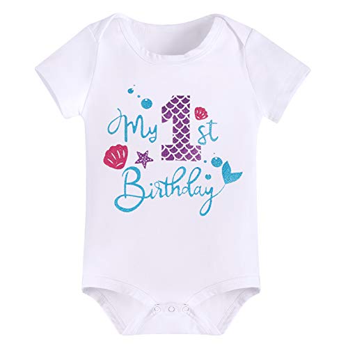 FYMNSI Mermaid 1st 2nd 3rd Birthday Outfit for Baby Girl Romper Tutu Skirt Shiny Headband Cake Smash Clothes Set Photo Props3