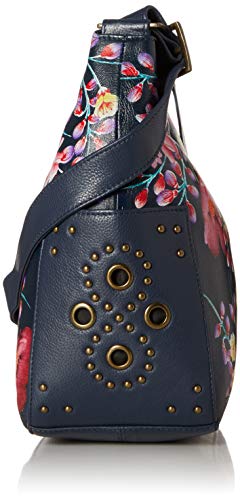 Anuschka Women's Hand-Painted Genuine Leather Classic Hobo With Studded Side Pockets - Moonlit Meadow #TOP2