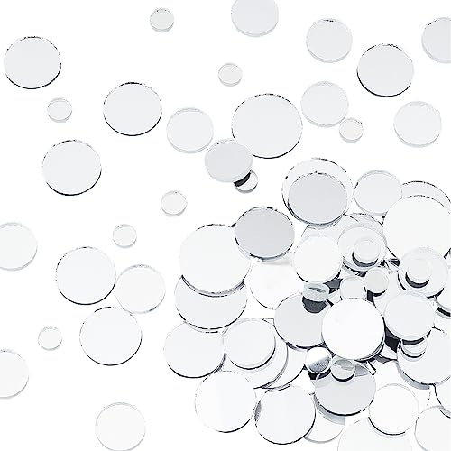 PH PandaHall 120 azulejos redondos de mosaico de vidrio con espejo pequeño, azulejos redondos para decoración del hogar, manualidades, joyería, proyectos de arte y manualidades, 4 tamaños